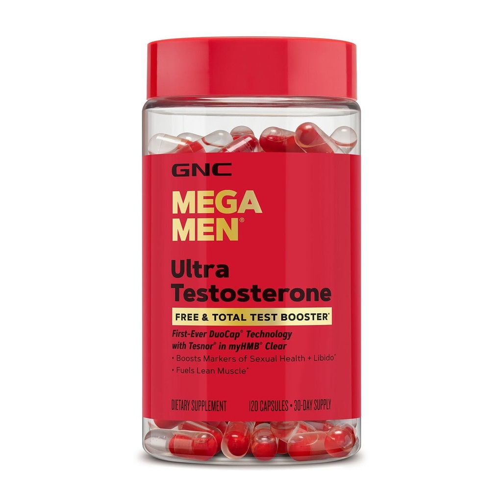 GNC Mega Mega mężczyzn Ultra Testosteron, Free & Total Test Booster, 120 Count