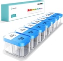 Daviky Duży Pill Organizator 2 razy dziennie - XL Pill Box 7 Day, Big Witamina Holder z 7 Odłączalne Komory AM / PM, Big Supplement Container for Weekly or Daily Use (Blue)