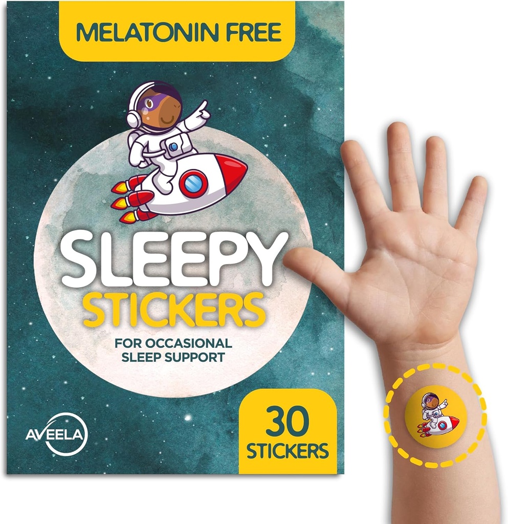AVEELA Sleepy Stickers Melatonin Free for Kids and Adult (30 Pack) Sen Patches for Kids, Natural & Sugar Free.
