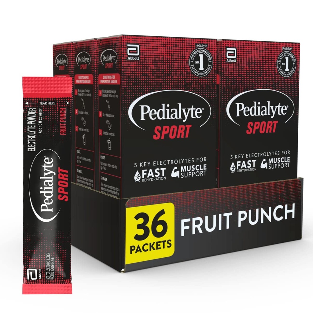 Proszek Pedialyte Sport Electrolyte, szybko Hydration z 5 Kluczowe elektrolity do wsparcia mięśni Przed, Podczas, & Po treningu, Owoce Punch, 0.49 Oz Sachets 6 Count (Pack of 6)