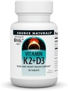 Źródło Naturals Witamina K2 + D3 Bone & Heart Health Complex - z Witaminą D3, Witaminą K2 (MK- 7) i Wapniem - 30 Tabletki