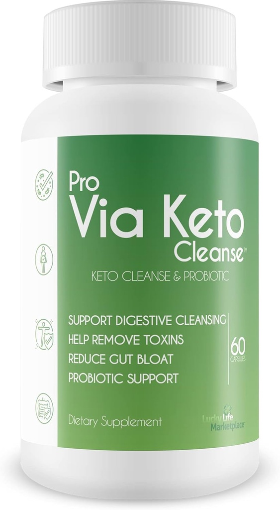 Pro Via Keto Cleanse - Pomoc Usuwanie Toksyn i Zanieczyszczeń - Plant- Based Natural Keto Cleanse z Probiotic Support - Wsparcie oczyszczania i zmniejszenia Gut Bloat - Pomoc Odpady Usuwanie i Detoksykacji