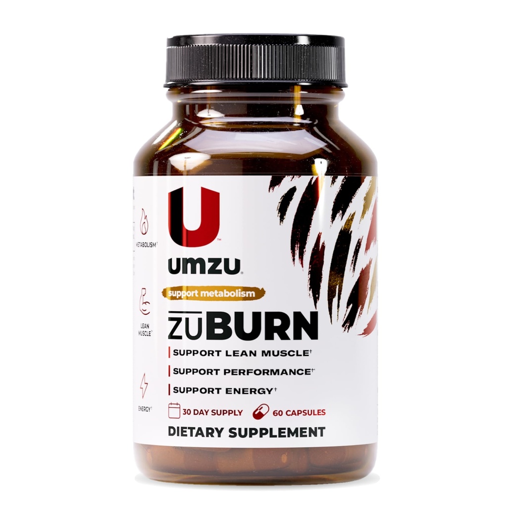 UMZU ZuBurn Energy Support Supplement - 30 Day Supply - Kofeina, Mitoburn, Capsimax, Ziarno Raju, B6 & B12 - Wsparcie Daily Energy, Focus & Active Lifestyle - cGMP, USA Assembled
