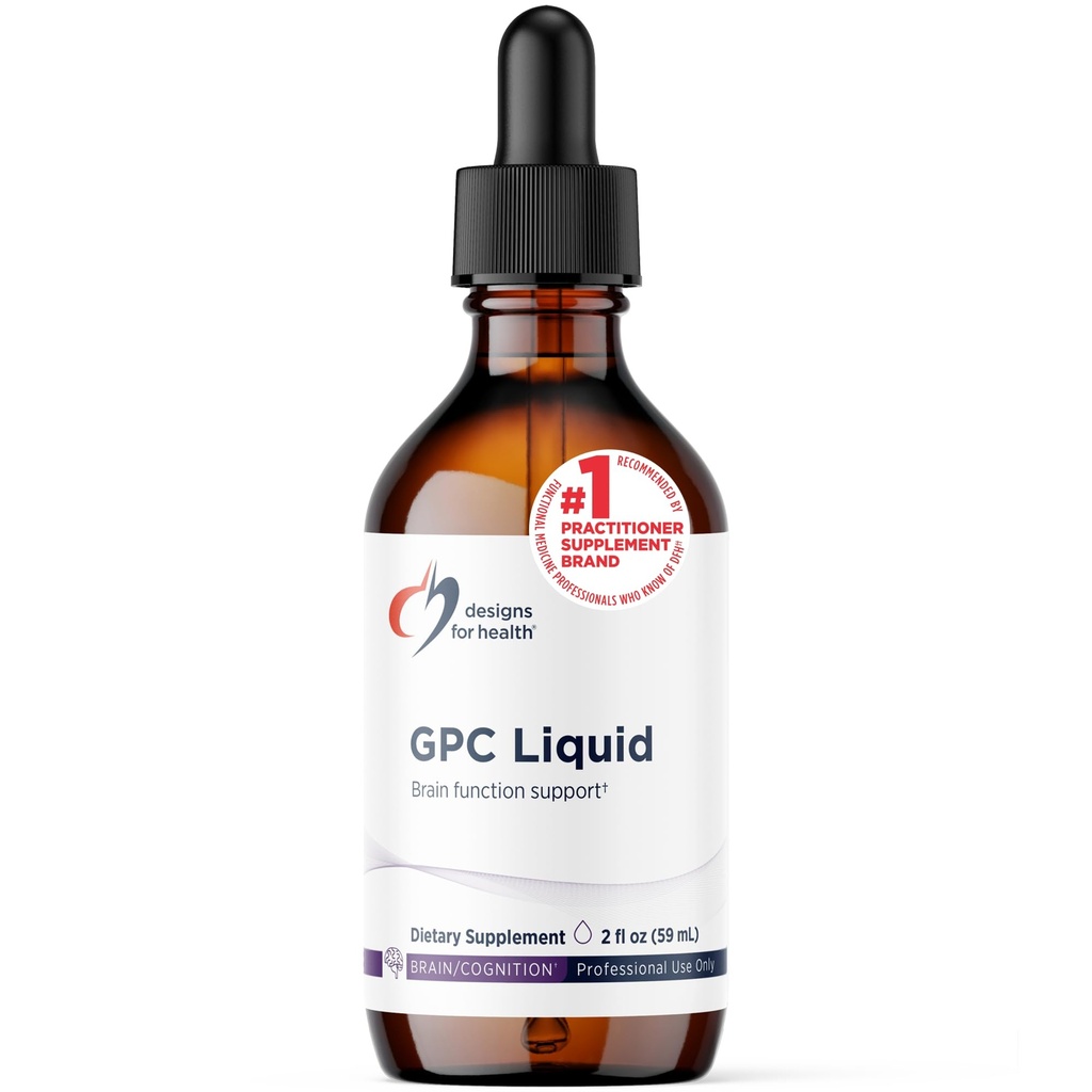 Designs for Health GPC Liquid Drops - 600mg Soy Free Alpha Glycerophosfocholine Supplement, Non-GMO GPC Choline from Sunflower Lecithina - Wspiera zdrowe funkcje mózgu (30 Servings / 2oz)