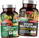 Number One Nutrition N1N Premium Plant- based Multivitamina [86 Potężne składniki] i Organic Superfood Zielone [28 Potężne składniki], Wsparcie Gut zdrowia i ogólnego Wellness, 2 Pack Bundle