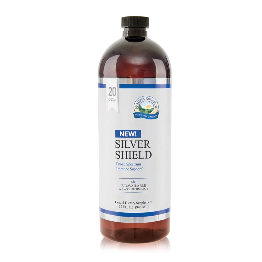 Nature 's Sunshine Silver Shield Liquid, 32 Fl Oz Brix124; Colloidalny Silver Liquid z Aqua Sol Technology zapewnia wsparcie i ochronę immunologiczną