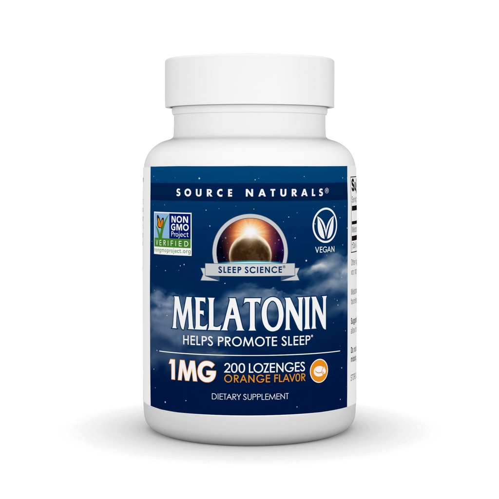 Źródło Naturals Melatonin, Pomaga promować sen * - 1 mg - 200 pomarańczowych Lozenges