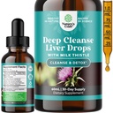 Deep Liver Cleanse, Detox & Repair with Milk Thistle Liquid Drops - Liquid Artichock Extract of Dandelion Leaf, Ginger & Turmeric Curcumin for Immunity & Daily Cleanse - 2Fl OZ