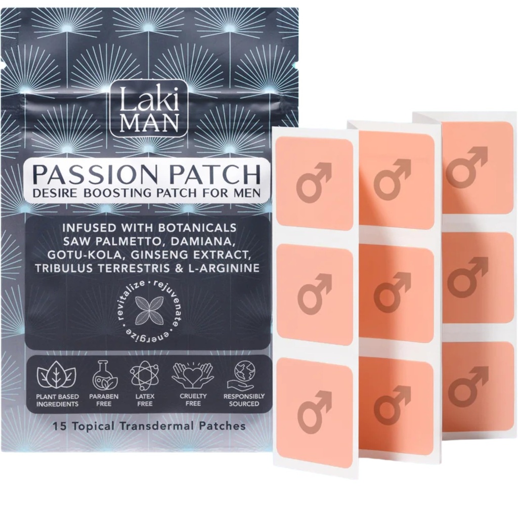 Laki Naturals Passion Patch for Men (Pack of 15) - Wspiera krążenie, witalność, Vigour i energię z naturalnych składników - Non- Habit Forming, Time- Wydany Men 's Health Wellness Patches