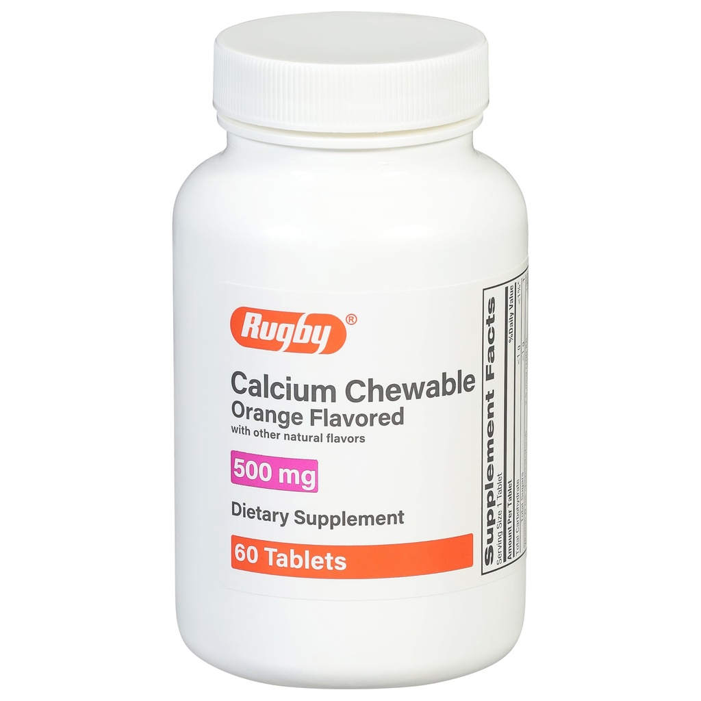 Rugby 500 mg Tabletki do rozgryzania i żucia wapnia - Suplement diety - Pomarańcza - 60 sztuk (1 opakowanie)