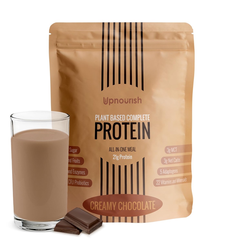 UpNourish Czekoladowy Vegan Protein Proszek 54 Superfoods Proszek, 1,5 Miliard CFU Probiotyki 21g Roślina na bazie białka, No Sugar No Dairy No GMO Dairy Free, Meal Wymiana Shake Keto- Przyjazny Low- Carb Dieta, 15 Służenia