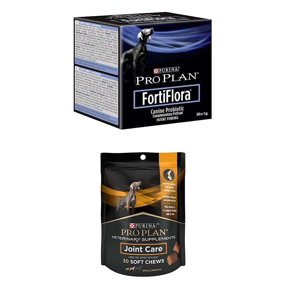 Paleta Purina Pro Plan Suplementy weterynaryjne FortiFlora Dog Probiotic Supplement - 30 ct. Pudełka + Purina Pro Plan Suplementy weterynaryjne Wspólna opieka dla małych psów Rasa Hip i Joint 30ct