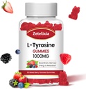 L Gumiaki tyrozynowe 1000mg, Suplement L- Theanine Gummy 200mg, Bezcukrowa L- Tyrozyna z witaminą B6 Suplementy energetyczne dla dorosłych i dzieci - Wegan (60 Hr)
