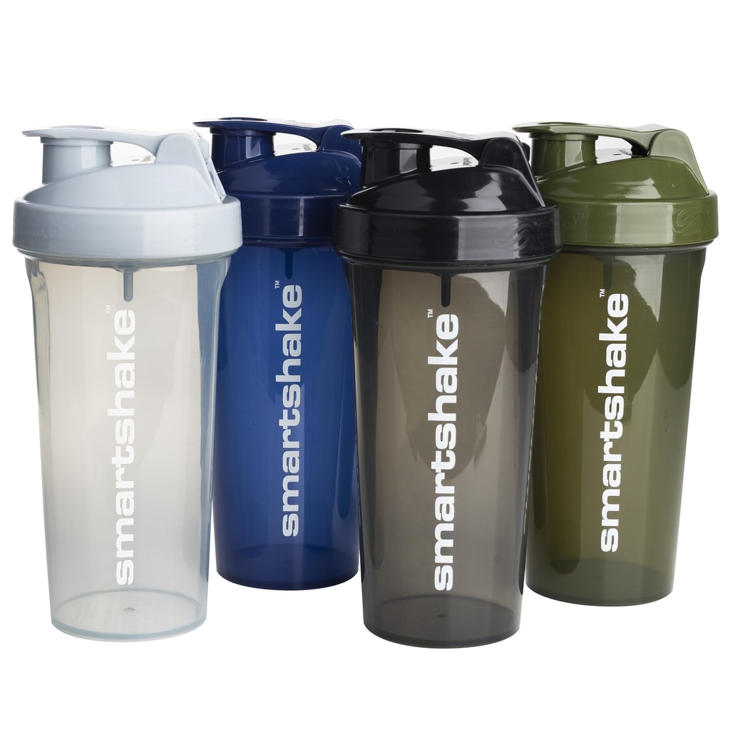 Smartshake Lite 4- Pack Protein Shaker Butelka 800 ml Golf 124; 27 oz - Leakproof Screw- Lid - BPA Free - Unisex - Mist Gray, Army Green, Black, Navy Blue