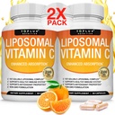 Witamina liposomalna C 2100mg Wysoka Absorpcja Tłuszcz Rozpuszczalny VIT C - Immune Support Collagen Booster Immunity Defense & Potężny przeciwutleniacz, MCT Oil & Sunflower Lecytyna, Kwas asorbinowy, Wegan Non-GMO