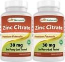 Najlepsze Naturals Cynk 30 mg Suplementy (jako Cytrat cynku) - Cynk Witaminy dla dorosłych Wsparcie immunologiczne - 120 Tabletki (120 Liczba (Opakowanie po 2))