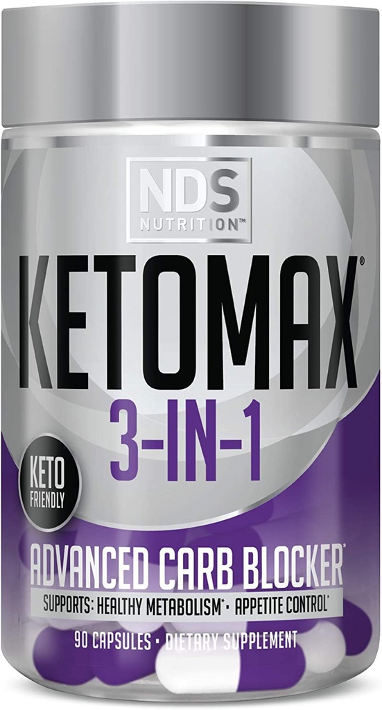 NDS Nutrition Advanced 3- in-1 - Keto Pills for Fat Loss Support Carb Blocker Appetite Suppressant - White Nekney Bean, Chitosan, Malina Ketones i Vanadium (90 kapsułki)
