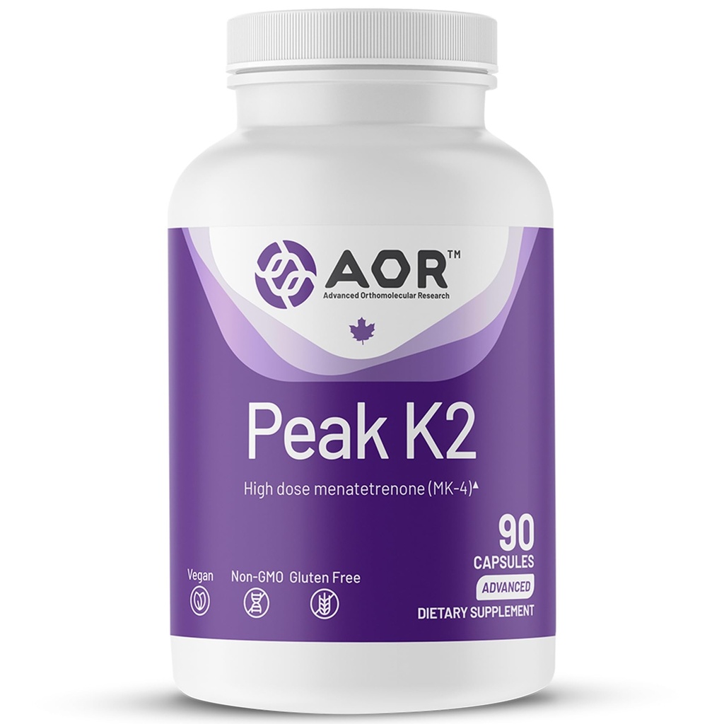 AOR, Peak K2, Wspiera zdrowie kości i układu sercowo-naczyniowego oraz normalne krzepnięcie krwi, Suplement diety, 90 porcji (90 kapsułek)