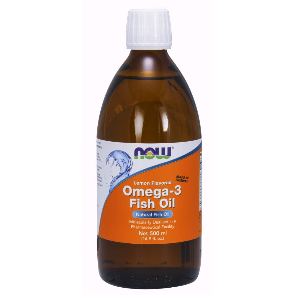 Teraz dodatki, Omega-3 Olej rybny płynny, Molekularnie destylowane, Lemon aromat, 16.9- unce