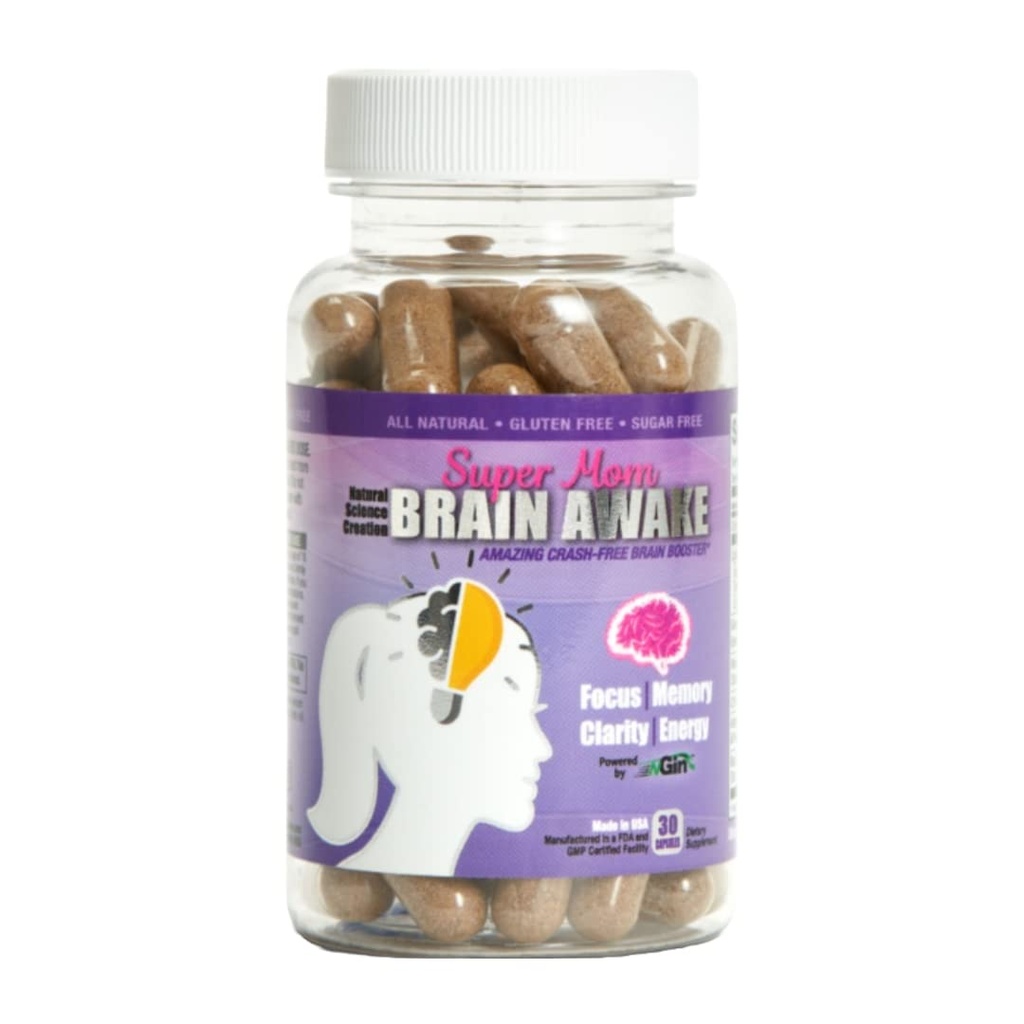 Super Mama Brain Awake Natural Energy Pills for Women - Suplement do Boostera Mózgu dla Focus, Pamięć, Jasność, Energia (Nootropics Brain Supplement Supplement & Focus Supplement - 30 Day Supply)