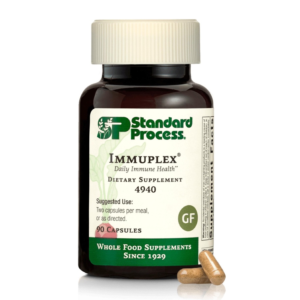 Standard Process Inc. Immuplex - Codzienny suplement wsparcia immunologicznego z folianem, żelazem, witaminą C i witaminą A - Suplement mineralny ze składnikami przeciwutleniającymi - 90 kapsułek