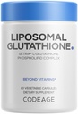 Codeage Liposomal Glutathione Supplement - Pure Reduced Setria L- Glutathione, Liposomal Delivery, Phosfolipid Complex - Encapsulated Glutathione Powder Pills - Vegan, Non-GMO - 60 Kapsułki