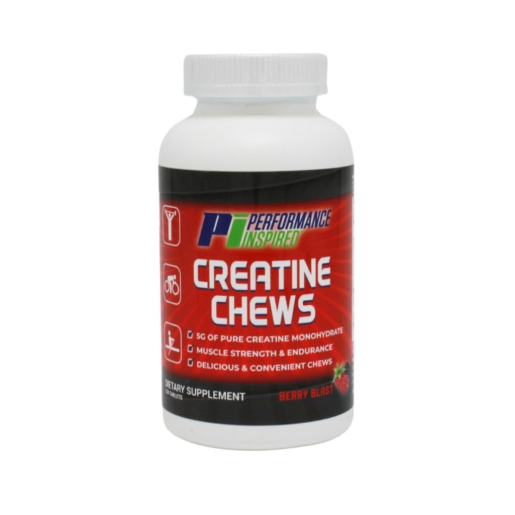 INSPIRED INSPITION Creature Chew - 5g Monowodzian kreatury - Wspiera wzrost mięśni i odzysk - Berry Blast Flavor - 120 Count