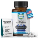 Triple Magnezu Suplement, 235mg, Dimagnezu jabłczan, Cytrate, Lizynat Chelate, 60 Kapsułki, Wspomaga sen, Relaksja mięśni, Bone & Heart Health, Energia i Nerve Function, USA Made