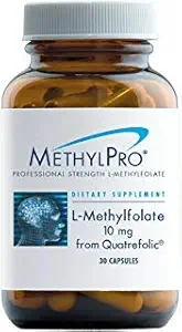 MethylPro L Methylfolate 10mg (od Quatrefluc) - Professional Strength L- Methylfolate Supplement for Brain and Mood Support - MTHFR Supplement (30 kapsułki)