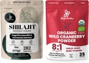 Jungle proszki Ultimate Vitality Bundle: 5oz Shilajit Powder & 5oz Organic Wild Cranberry Powder - Energia, Wsparcie immunologiczne, Ekstrakty Superfood do pieczenia, Smoothies, USDA Certified