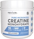 Revival Premium Mikronizowany Monowodny Kreator - HPLC Tested 100% Czysty stopień - 500g (100 Sług) - Wspiera Lean Muscle Growth - Maksymalna Absorpcja - Unflavored - Made in USA & 3. Party Lab Tested