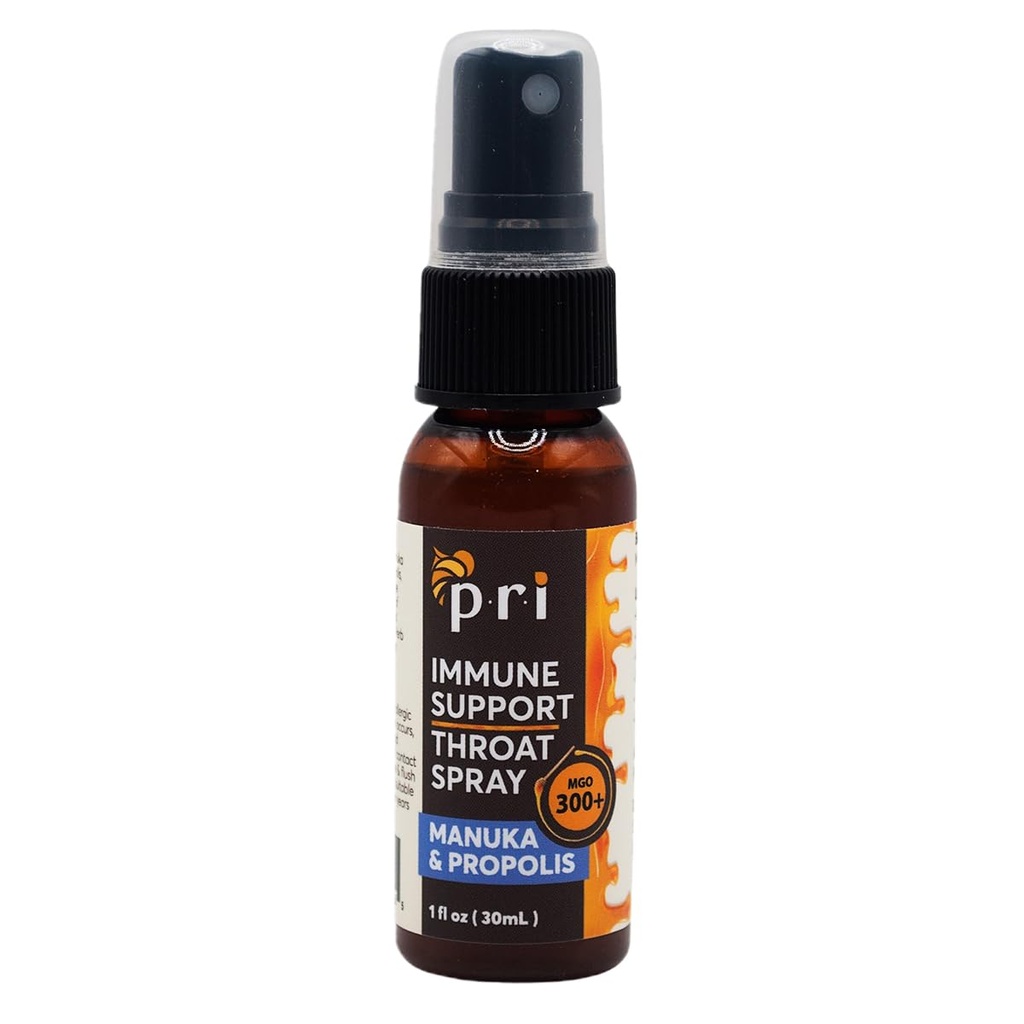 P.R.I Propolis Throat Spray z Manuka Miód, ból gardła i wsparcie immunologiczne, Świeża mięta smak, 1oz