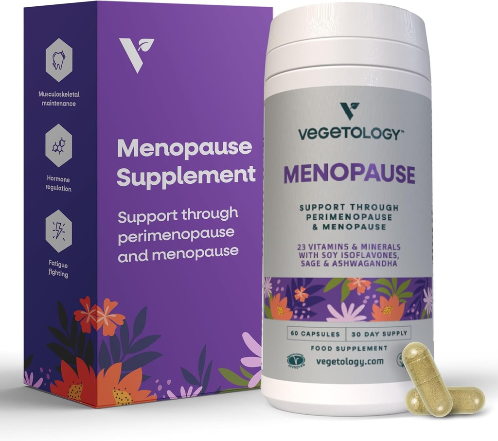 Wegańskie suplementy menopauzy (60 kapsułek) - Perimenopauza i menopauza witaminy - Suplementy kobiece - Perimenopauza Suplementy dla kobiet - Suplement diety - Menopauza wsparcia