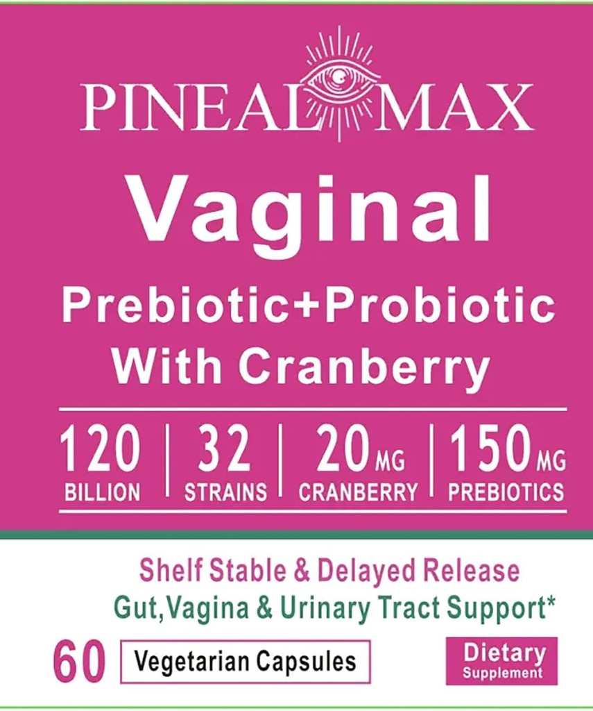 Prebiotyk waginalny + probiotyk z żurawiną, 120 Miliard CFU, 32 Szczepy, 150mg Prebiotyki