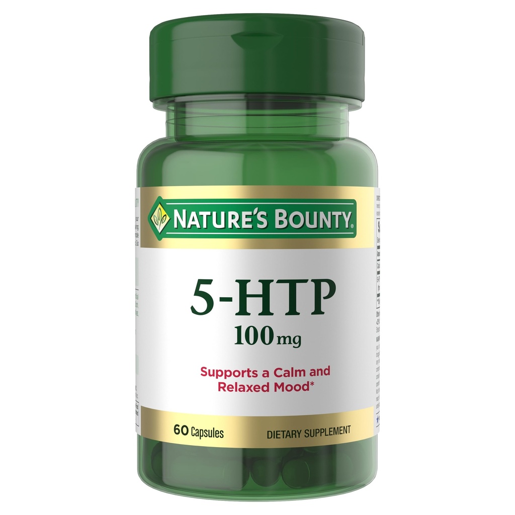 Nature 's Bounty 5- HTP Pigułki i suplement diety, Wspiera spokojny i spokojny nastrój, 100mg, 60 Kapsułki