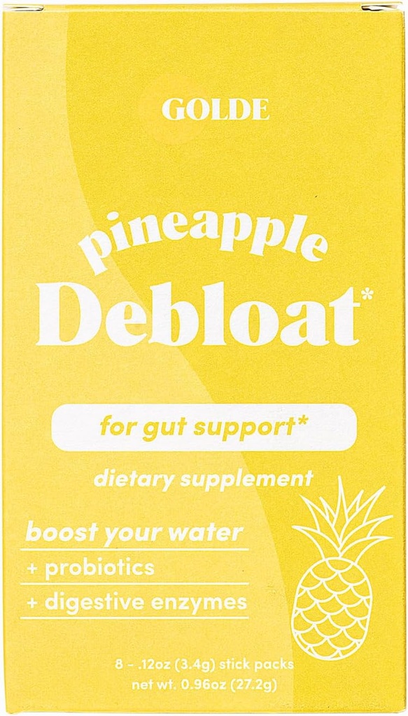 GOLDE Ananas Debloat - Suplement Probiotyczny do Natural Bloat Relief and Lasting Digestive Balance - Wegan, Keto, Low- Sugar - 8 Służenia