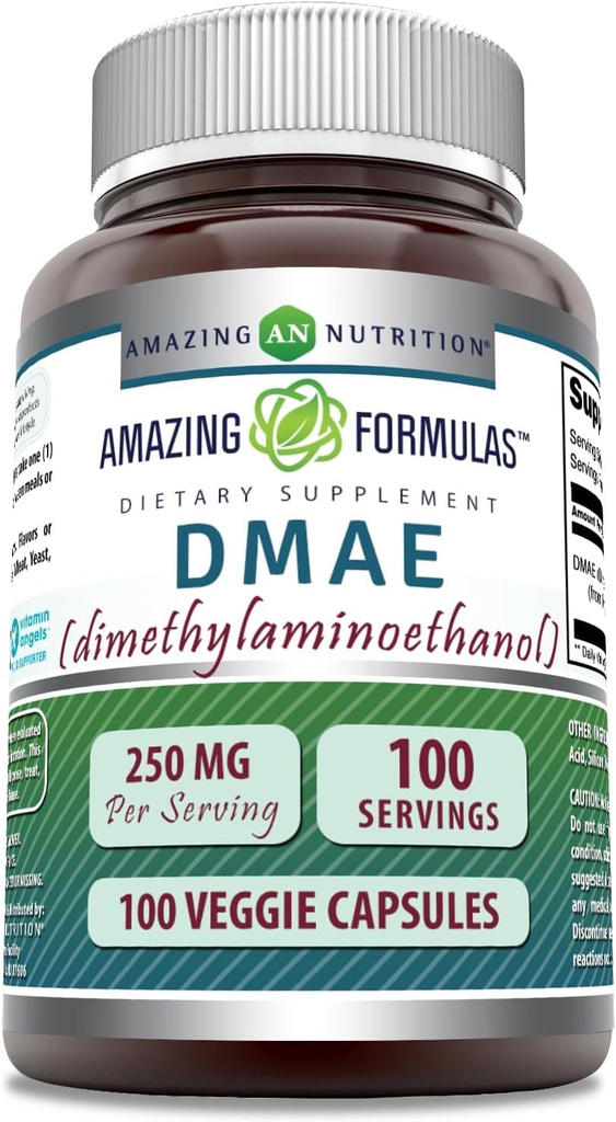 Amazing Supplement DMAE DEVE 124; 250 Mg DEVE 124; Veggie Capsules DEVE 124; Non-GMO DEVE 124; Gluten- Free EVE 124; Made in USA (1 Pack, 100 Count)