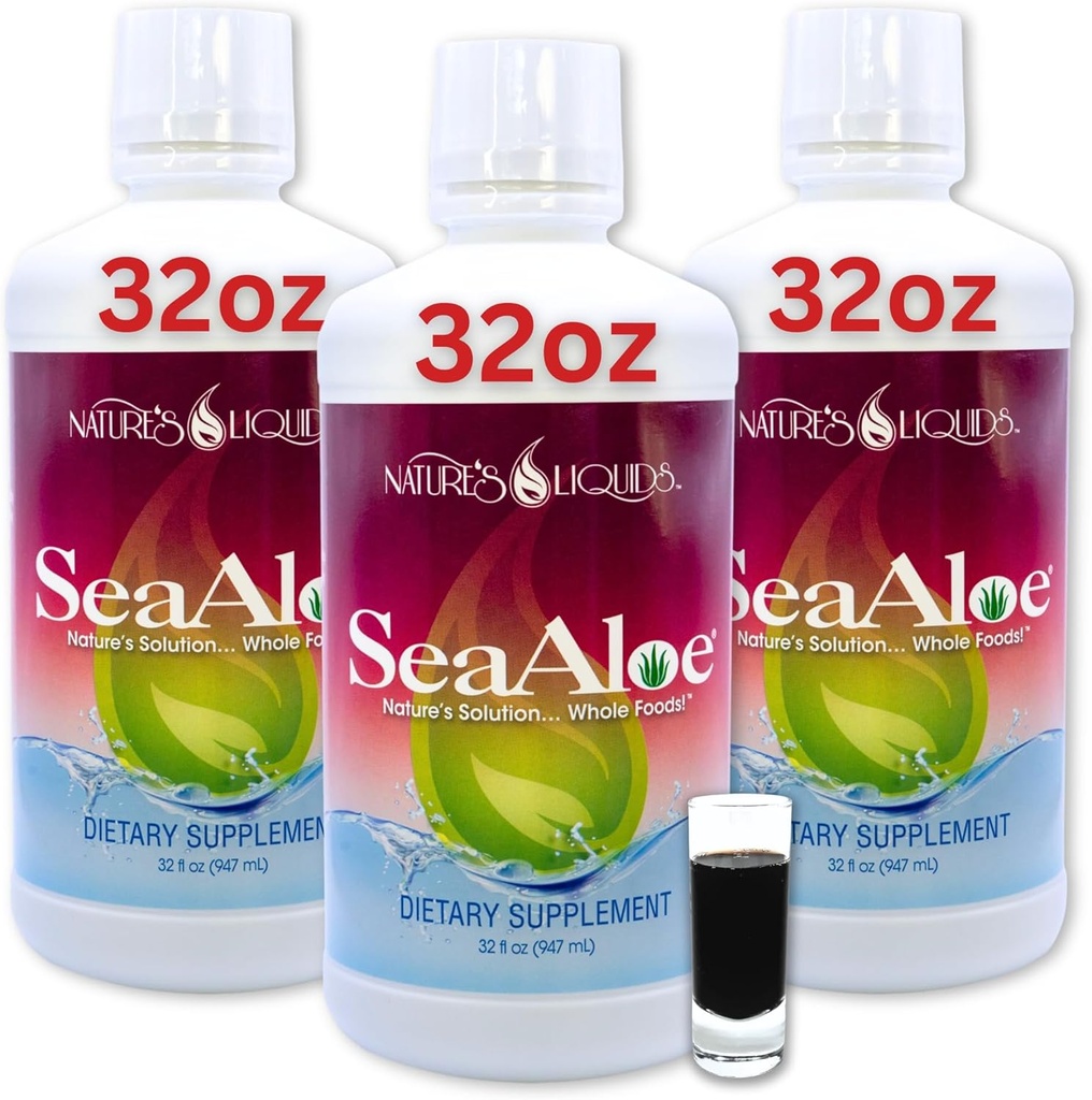 Likwidy natury Aloe Vera Juice Oceanic Elixir - Proprietary mieszanka botaniczna dla tarczycy, trawienia i wsparcia immunologicznego, 32oz (Opakowanie 3)