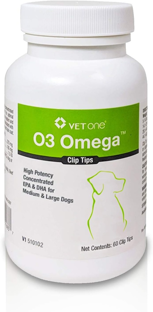 VetOne: O3 Omega ™ Porady Klipowe Suplement odżywczy z Omega 3 Kwasy tłuszczowe - średnie i duże psy (60 Liczenie butelek)