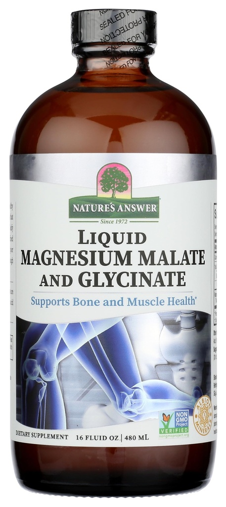 Magnezu Glycinate & Magnezu Malate Liquid - 16 Oz Magnezu Koncentrat - Wegan & Gluten- Free - kości, mięśni i układu krążenia - Nadaje się do wszystkich