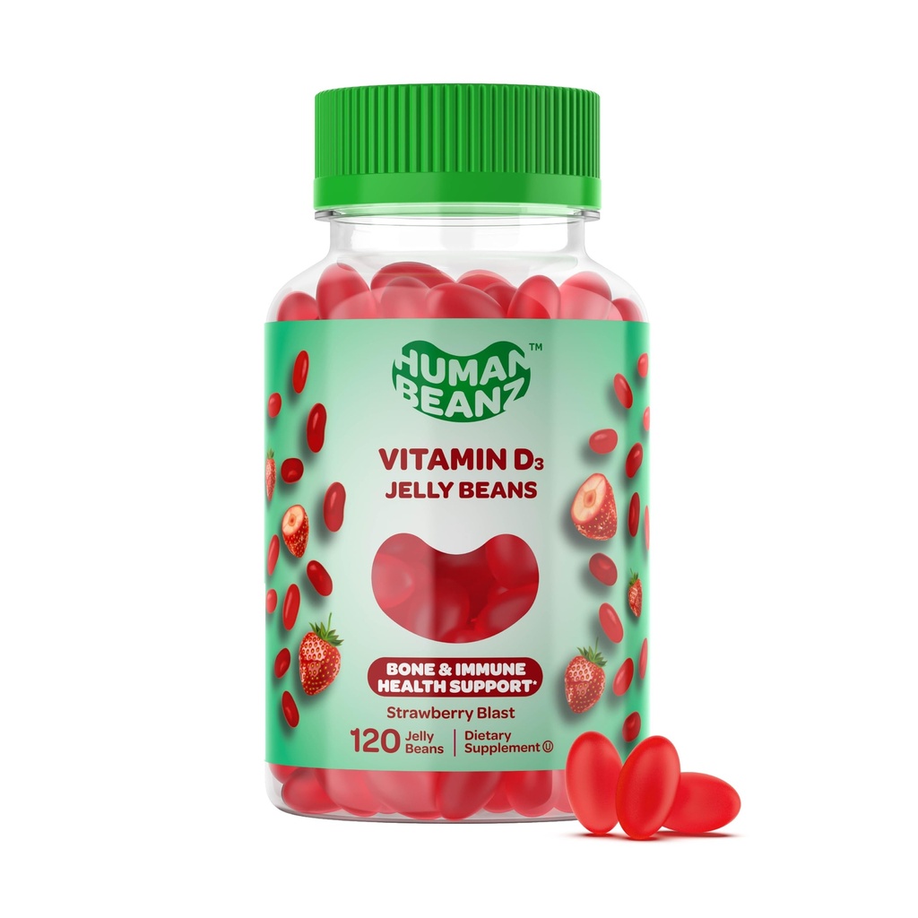 Witamina D3 Żelaza Gumiaki dla dorosłych, Immunitet Wsparcie, 2000 IU Witamina D, Żywotne suplementy wegetariańskie, 120 Truskawka Blast Jelly Fasola, Kosher