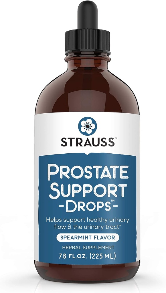 Strauss Naturals Prostate Support Drops - Prostate Health Supplements for Men with Saw Palmetto for Urnary Tract Support, Gluten- Free, Soy- Free, and Non-GMO, 7.6 fl oz