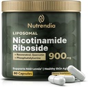 NAD + Nikotynamid liposomalny Ribozyd z Resveratrol & Quercetin NAD + - Suplement Premium dla anty- starzenia, Zwiększona energia, Ulepszone Focus, Wsparcie komórkowe - 80 Kapsułki wysokiej czystości - 900mg