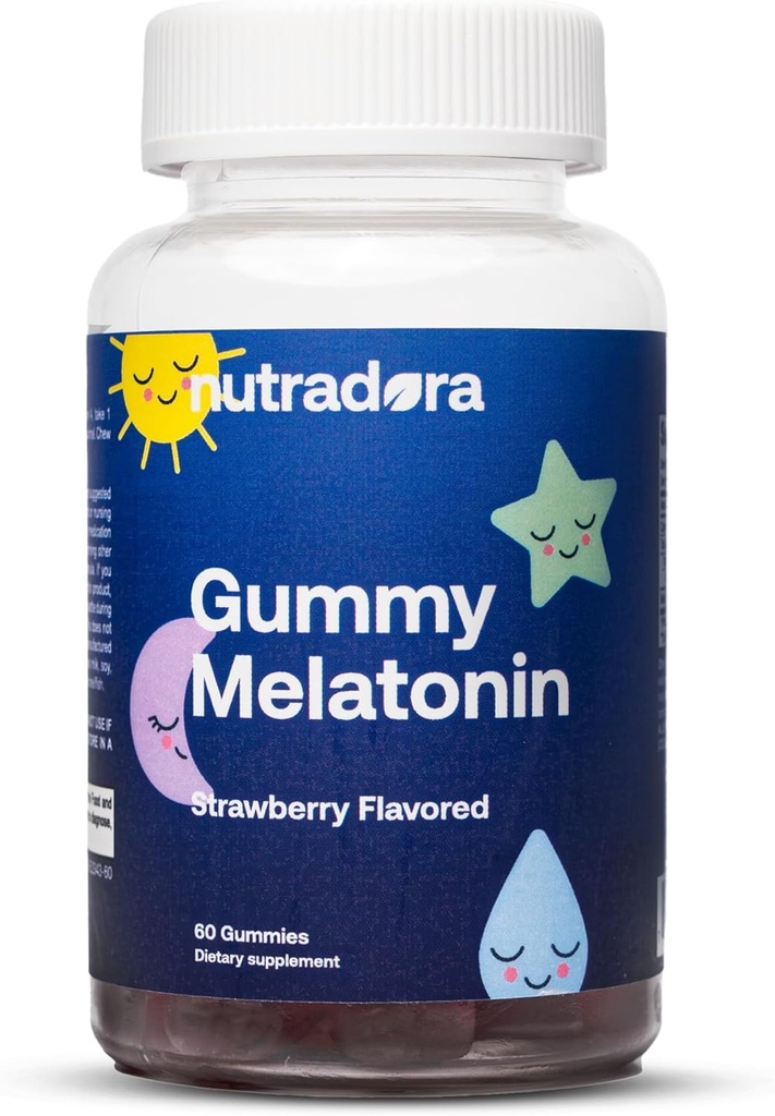Melatonina Kids Sleep Gummies - Sen Gummies dla dzieci i dorosłych Pomoc Regulacji Sen, Wake Cycle, Relaks, Ulepszenie Sleep Excellence, Strawberry Flavor, Made in USA, 60 Gummies