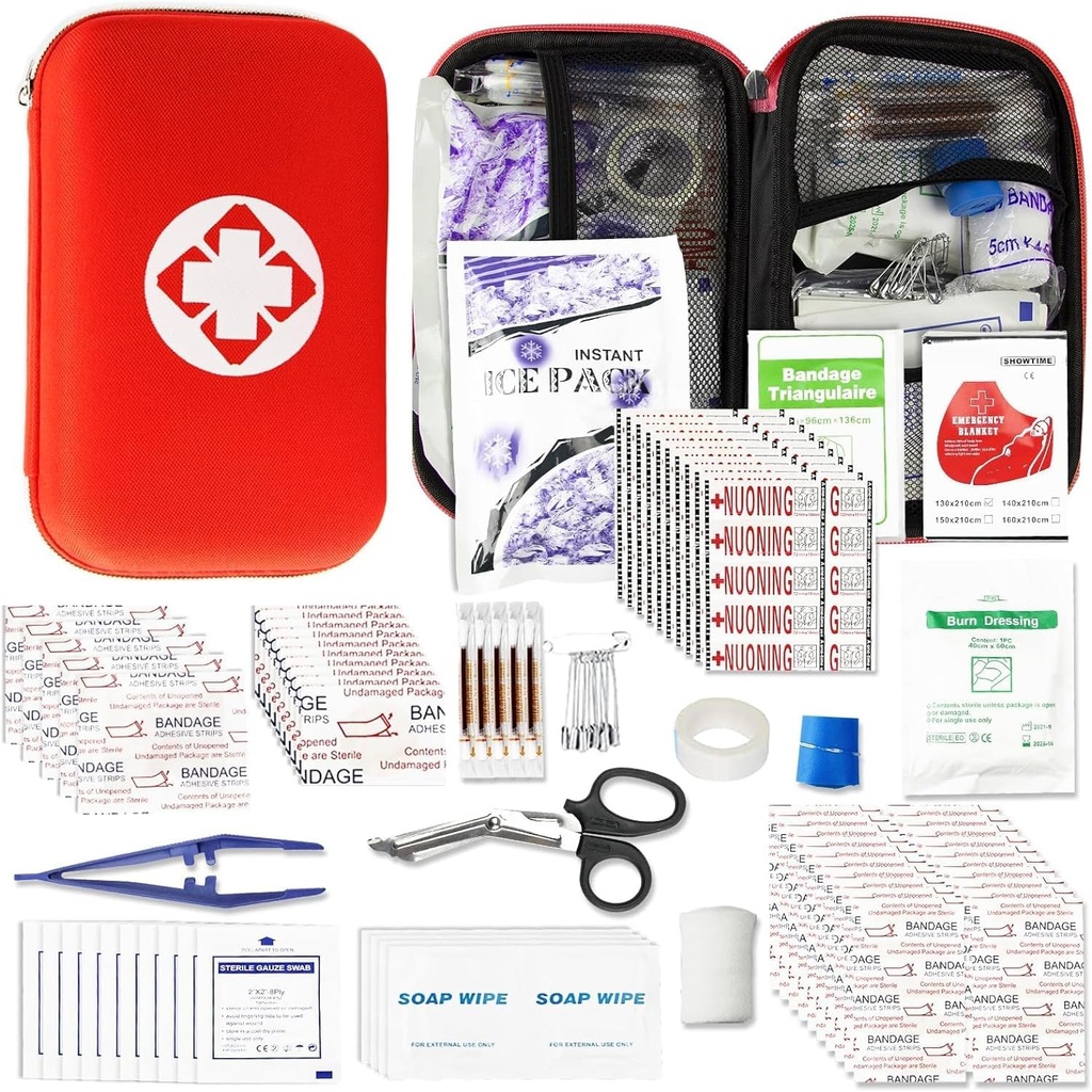 Zestaw pierwszej pomocy dla domu Turystyka Kemping Outdoor Sport, 275 Kawałki Survival Dostawy awaryjne Zestaw, Mini Gear Bag z Basic First-Aid Essentials for Emergency Cases Angel życzenie