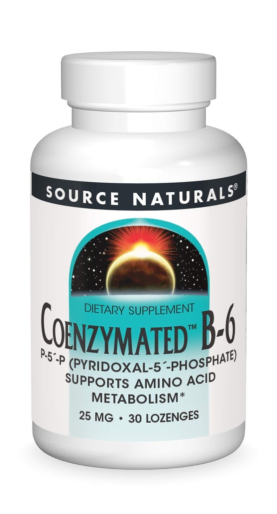 Źródło Naturals Koenzymated B- 6 25mg P- 5 Pyridoxal- 5 Fosfat Fast- Acting, Szybki Rozpuścić Podjęzykowy Witamina Wspiera Metabolizm aminokwasu - 30 Lozenges