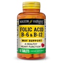 MASON NATURAL kwas foliowy z B, 6 & B, 12, 90 Day Supply, wspomaga normalne zdrowie serca i funkcje metaboliczne