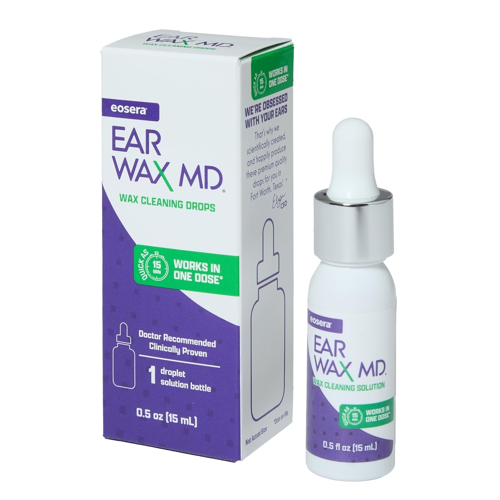 eosera ® Ear Wax MD ® - Ear Wax Removal Drops - Breaks Down & rozpuszcza Wosk ortopedyczny w Just 1 Leczenie - Doctor Recommended & Clinically Proven - Delikatny i bezpieczny - 15 ml