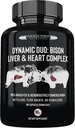 Dynamiczny Duo: 100% Grass- Fed Bison Liver & Heart Complex 124; Suszony Bison Liver and Heart Pill Supplement (pojedyncza butelka) 124; Made in USA