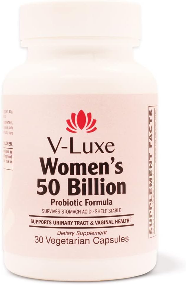 V- Luxe 50 Miliard CFU Probiotyki dla bakteriologicznej vaginosis, Yeast Infections, & UTI Backed by Science, Formulated for Women, Natural Remedy to Balance pH & Zapobieganie nawrotom zakażeń 124; 30 Day Supply